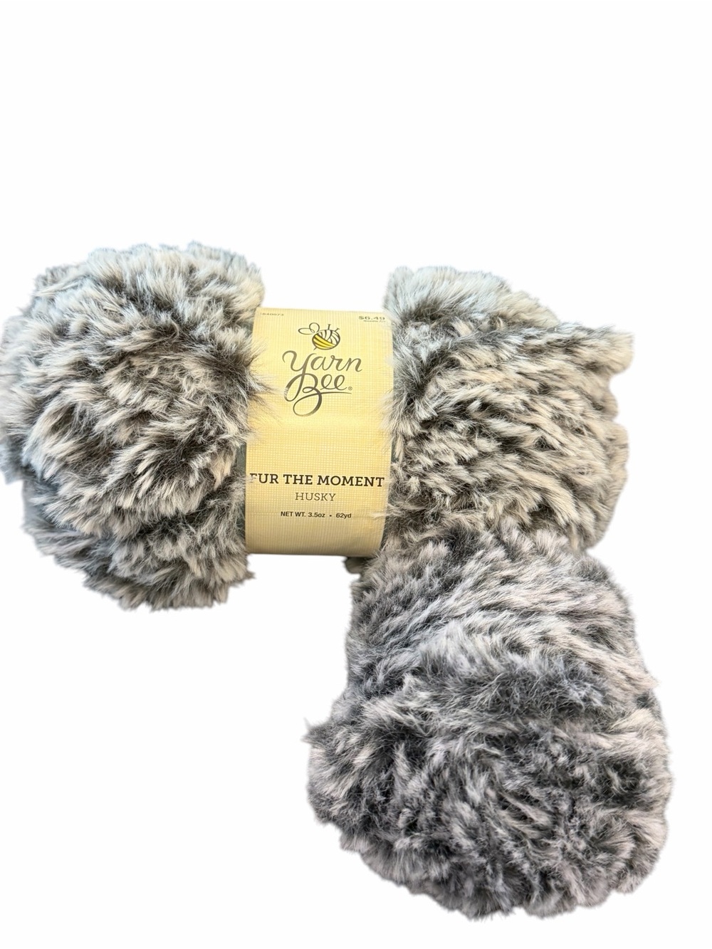Yarn Bee Fur the Moment Husky Color #17 Grey White 2015 1.5 Skeins Super Bulky